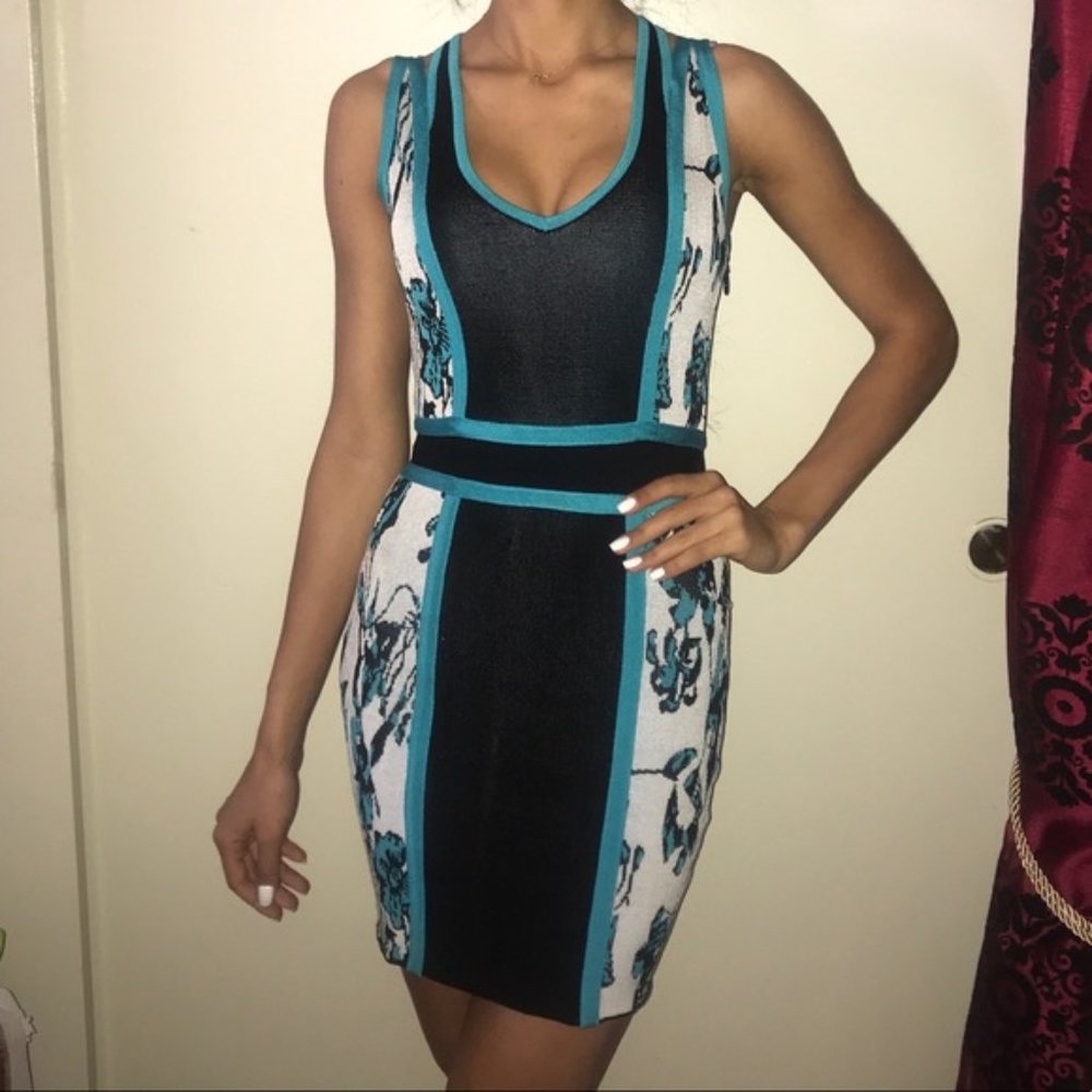 Bandage Bebe Dress Blue Floral